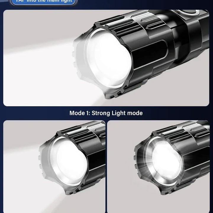 High Strong Power Led Flashlights 2000LM Tactical Torch with Display Light USB Charging Camping Fishing Emergency Zoom Lantern
