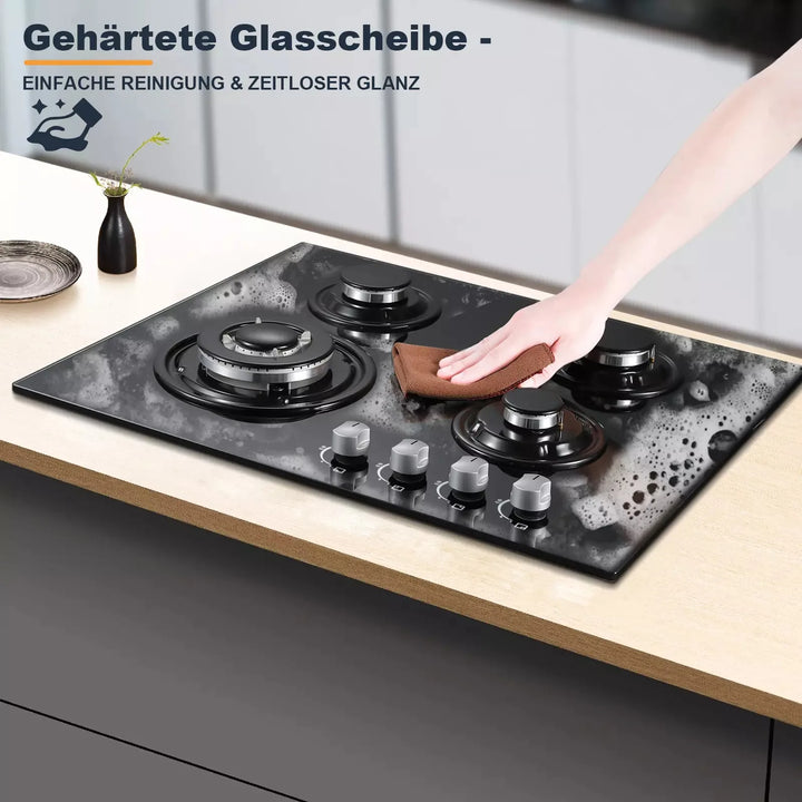 TopStrong 4-Burner Glass Ceramic Built-in Hob Natural Gas Propane Gas Hob