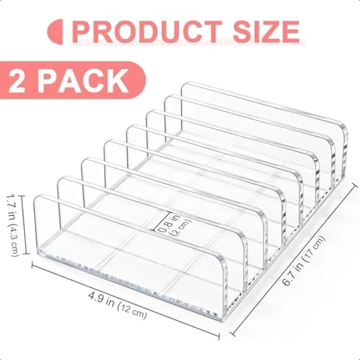 2 Packs Acrylic Mail Organizer 7 Slots Cash Tray for Desk 7 Slots File Organizer Clear Desktop Bill Divider Holder Envelope Hol