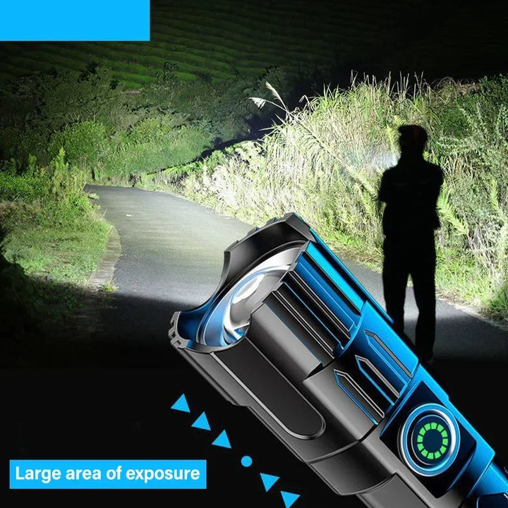 High Strong Power Led Flashlights 2000LM Tactical Torch with Display Light USB Charging Camping Fishing Emergency Zoom Lantern