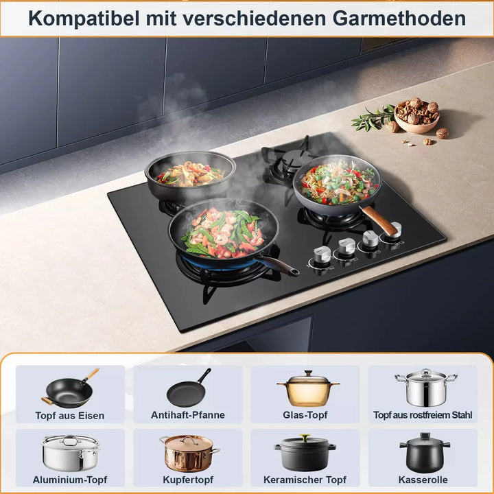 TopStrong 4-Burner Glass Ceramic Built-in Hob Natural Gas Propane Gas Hob