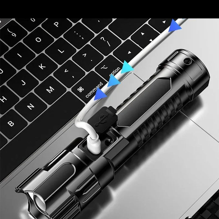 High Strong Power Led Flashlights 2000LM Tactical Torch with Display Light USB Charging Camping Fishing Emergency Zoom Lantern
