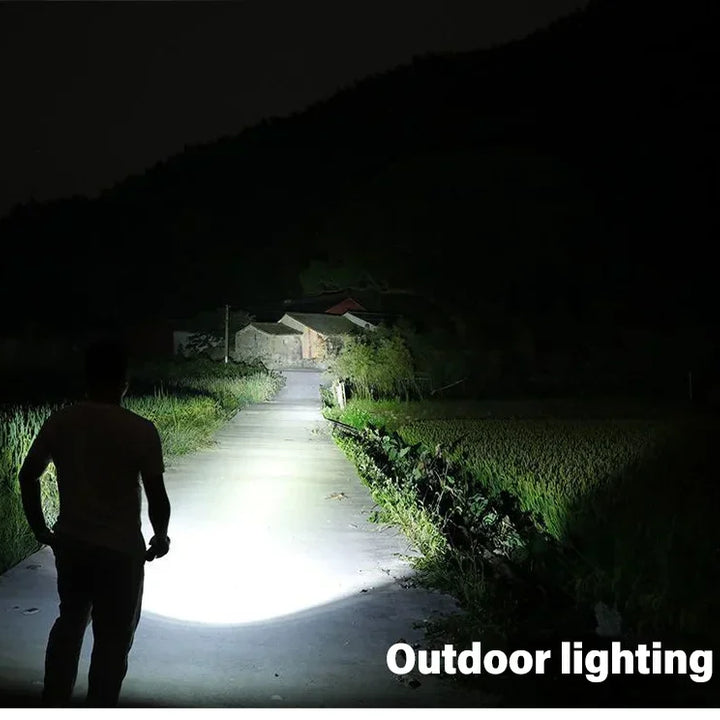 High Strong Power Led Flashlights 2000LM Tactical Torch with Display Light USB Charging Camping Fishing Emergency Zoom Lantern