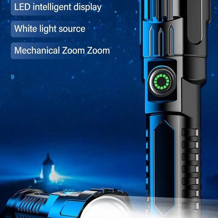 High Strong Power Led Flashlights 2000LM Tactical Torch with Display Light USB Charging Camping Fishing Emergency Zoom Lantern