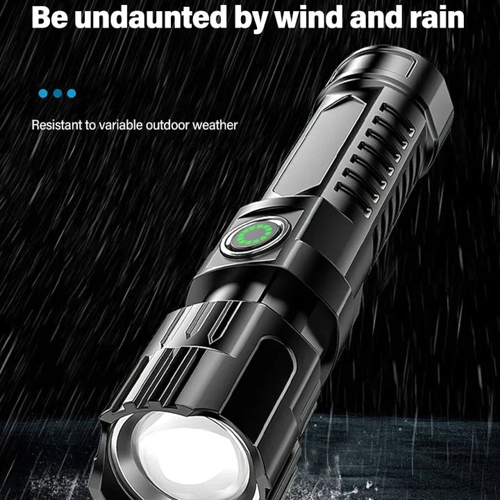High Strong Power Led Flashlights 2000LM Tactical Torch with Display Light USB Charging Camping Fishing Emergency Zoom Lantern