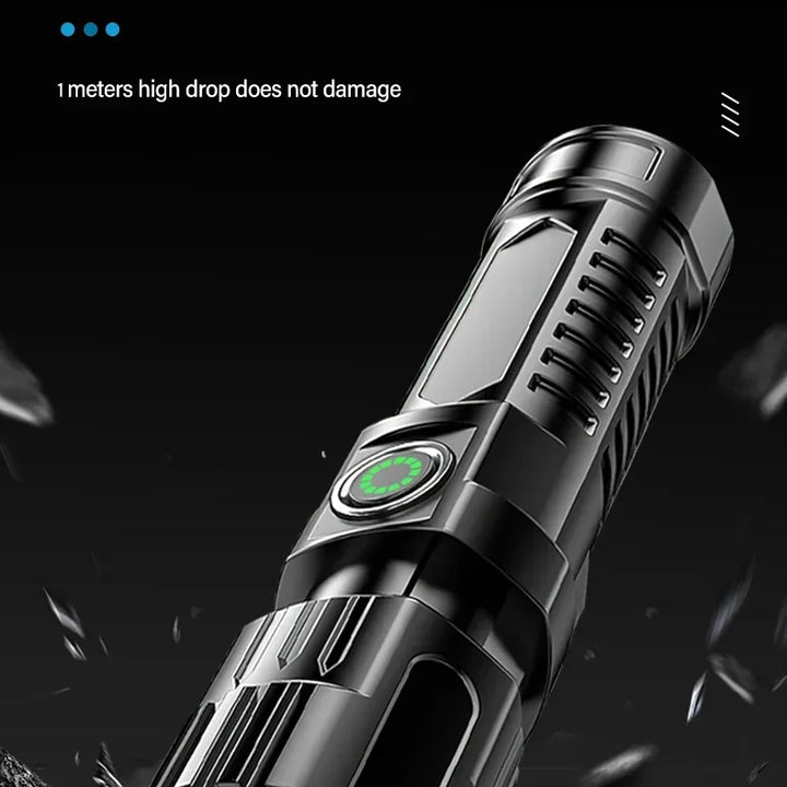High Strong Power Led Flashlights 2000LM Tactical Torch with Display Light USB Charging Camping Fishing Emergency Zoom Lantern