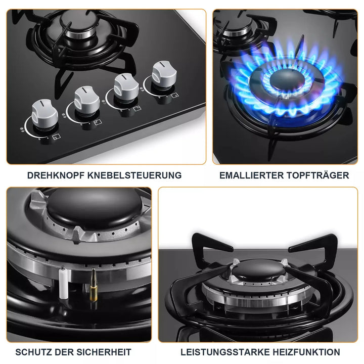 TopStrong 4-Burner Glass Ceramic Built-in Hob Natural Gas Propane Gas Hob