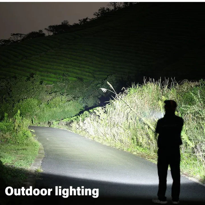 High Strong Power Led Flashlights 2000LM Tactical Torch with Display Light USB Charging Camping Fishing Emergency Zoom Lantern